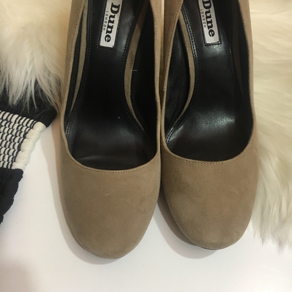Dune London abelle block suede camel heeled pump - Picture 3 of 5